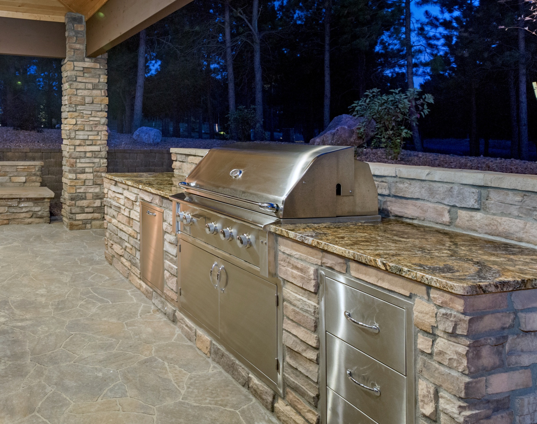 Outdoor Kitchens countertops fabricated and installed by Granite Depot